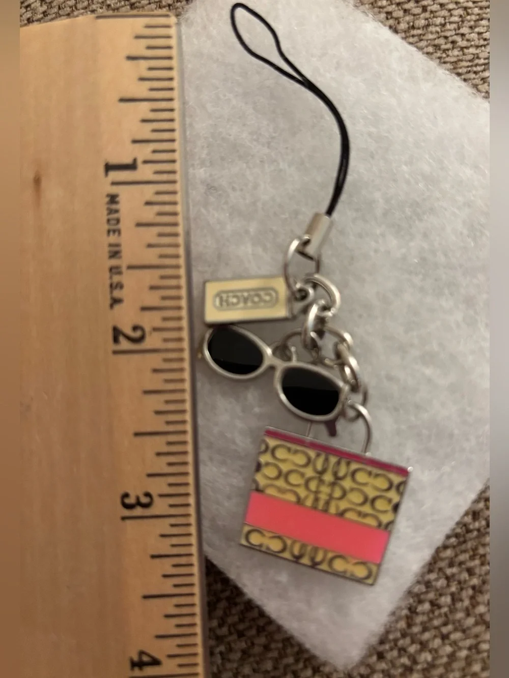 Coach Pink & Yellow Enamel Phone/Key/Bag Charm